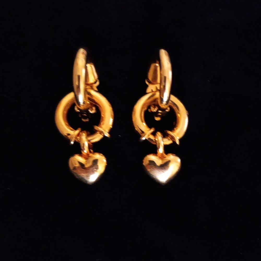 ST JOHN Vintage Gold- Tone Heart Dangle Earrings